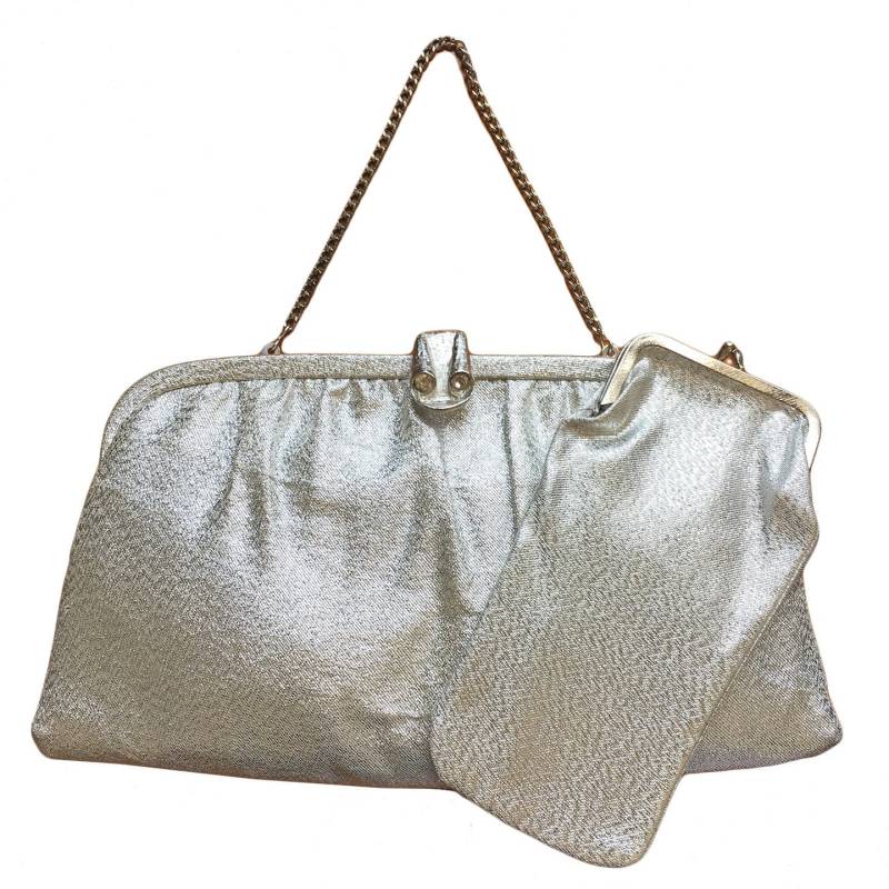 Vintage 50Er Jahre 925 Silber Lamé Handtasche + Passende Geldbörse von GoldenHillsVintage