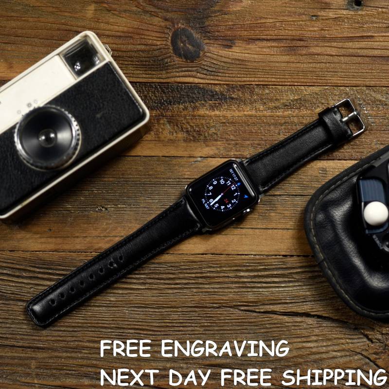 Schwarz Apple-Armband Für Serie 11-10-9-8-7-6-5-4-3-2-1-Se, Ultra & 2/38 Mm, 40 41 42 44 45 49 Mm von GoldenHornLeather