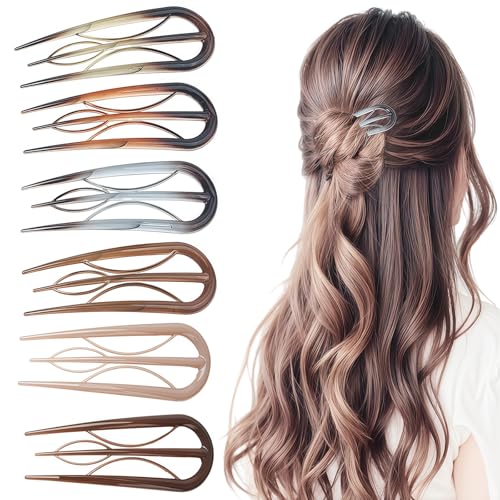 Französische Haarnadeln für Frauen, 6 Stück, französische Haarspangen mit internen Zähnen, U-förmig, 6 Farben, Retro-Haarnadeln, dekorativ für dünnes und dickes Haar Französische Haarnadeln für Frauen, 6 Stück, französische Haarspangen mit internen Zähnen, U-förmig, 6 Farben, Retro-Haarnadeln, dekorativ für dünnes und dickes Haar von GoldenLife
