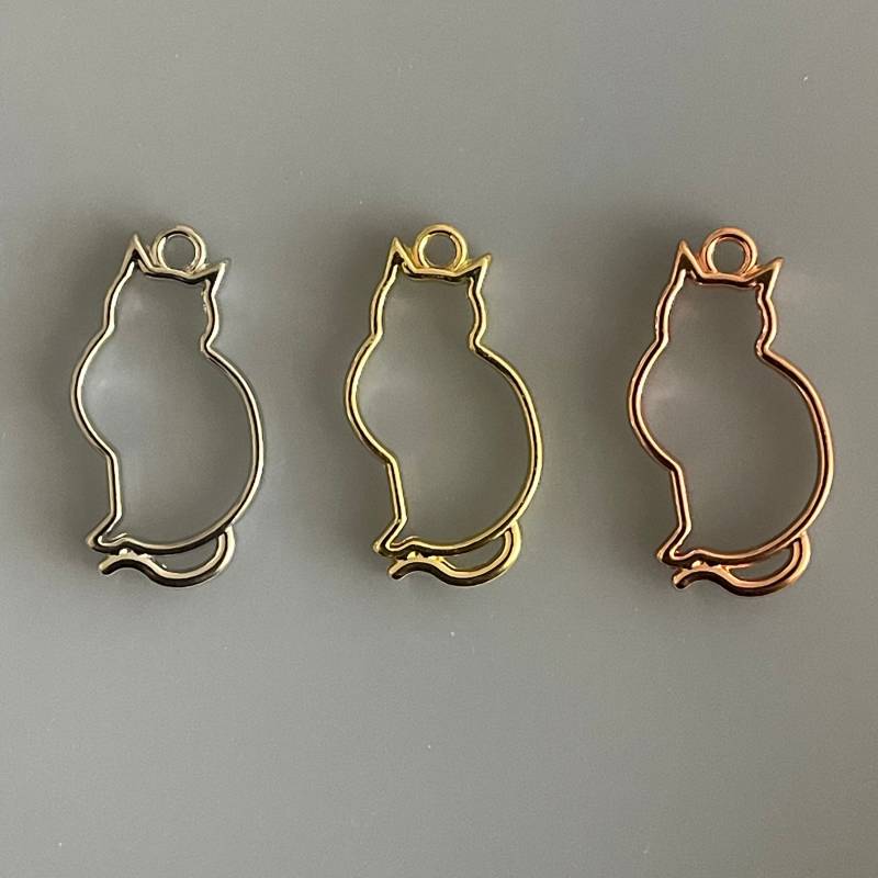 1 Stück Schlüsselanhänger Anhänger Autoanhänger Katze Gold Silber Verbinder Schlüssel Anhänger Uv Resin Rahmen 4cm Höhe von fanfandesignstudio