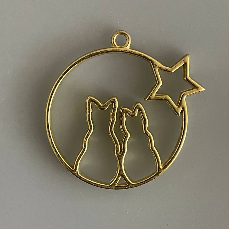 1 Stück Schlüsselanhänger Anhänger Autoanhänger Katze Gold Silber Verbinder Schlüssel Anhänger Uv Resin Rahmen 4cm Höhe von fanfandesignstudio