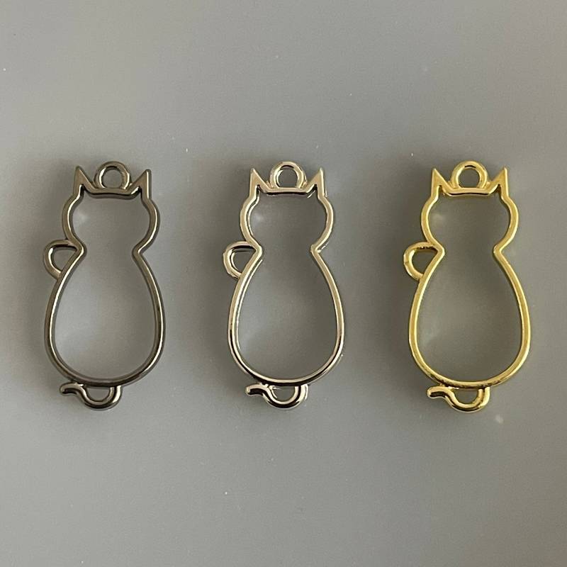 1 Stück Schlüsselanhänger Anhänger Autoanhänger Katze Gold Silber Verbinder Schlüssel Anhänger Uv Resin Rahmen 4cm Höhe von fanfandesignstudio