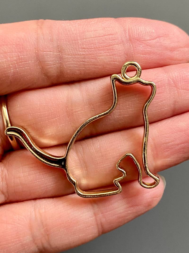 1 Stück Schlüsselanhänger Anhänger Autoanhänger Katze Gold Verbinder Schlüssel Anhänger Uv Resin Rahmen von fanfandesignstudio