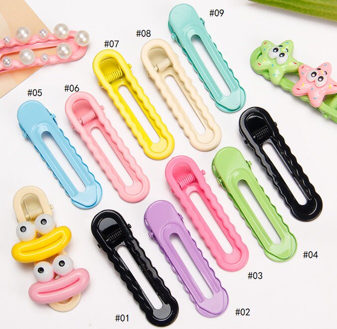 2 Stück Haarclips Haarspange Combi-Clip Resin Haarklammern Blau/Schwarz Gelb Weiss Grün von fanfandesignstudio