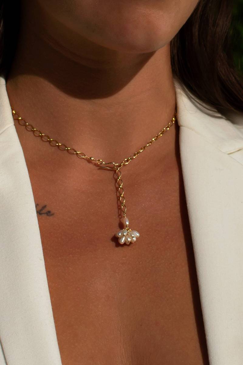 Y-Halskette Mit Süßwasserperle Sterling Silber Oder Gold Filled, Verstellbare Kette von GoldenLinings