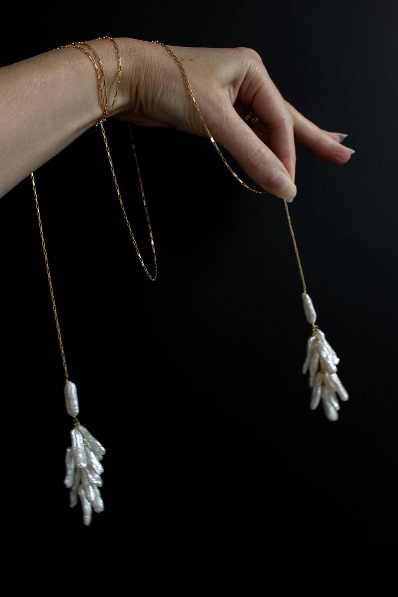 Süßwasser Perle Lariat Halskette 14K Gold Fill Braut Halskette von GoldenLinings