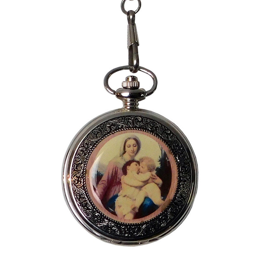 Runde Form Lady & Baby Umarmt Gemälde Kettentaschenuhr N345E Runde Form Lady & Baby Umarmt Gemälde Kettentaschenuhr N345E von GoldenLotusAntiques