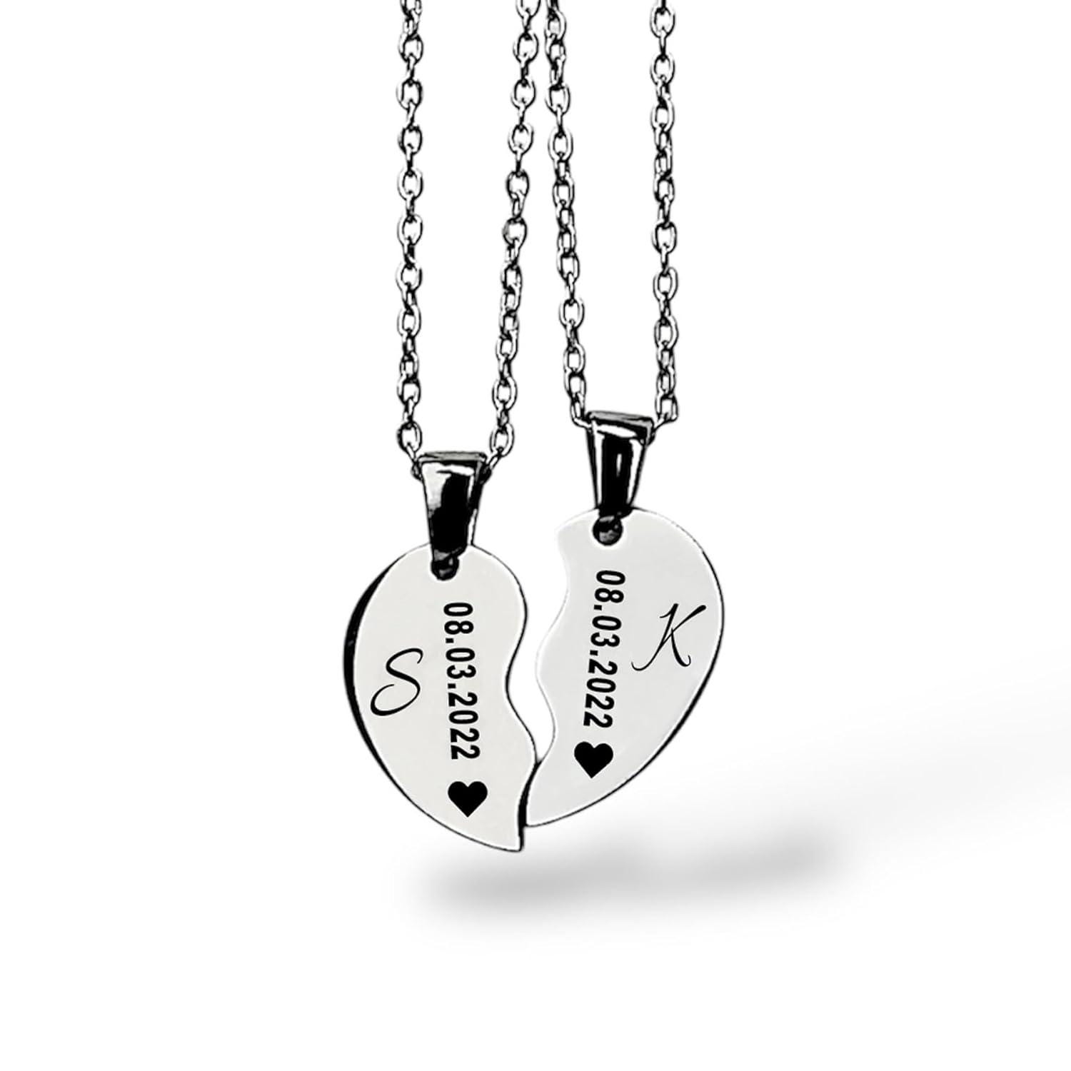 Herz Halskette Für Paare Mit Gravur | Personalisiert Name, Datum, Spruch Damen, Herren, Freundin, Verliebte Edelstahl Kette 45 cm Herz Halskette Für Paare Mit Gravur | Personalisiert Name, Datum, Spruch Damen, Herren, Freundin, Verliebte Edelstahl Kette 45 cm von GoldenPawLove