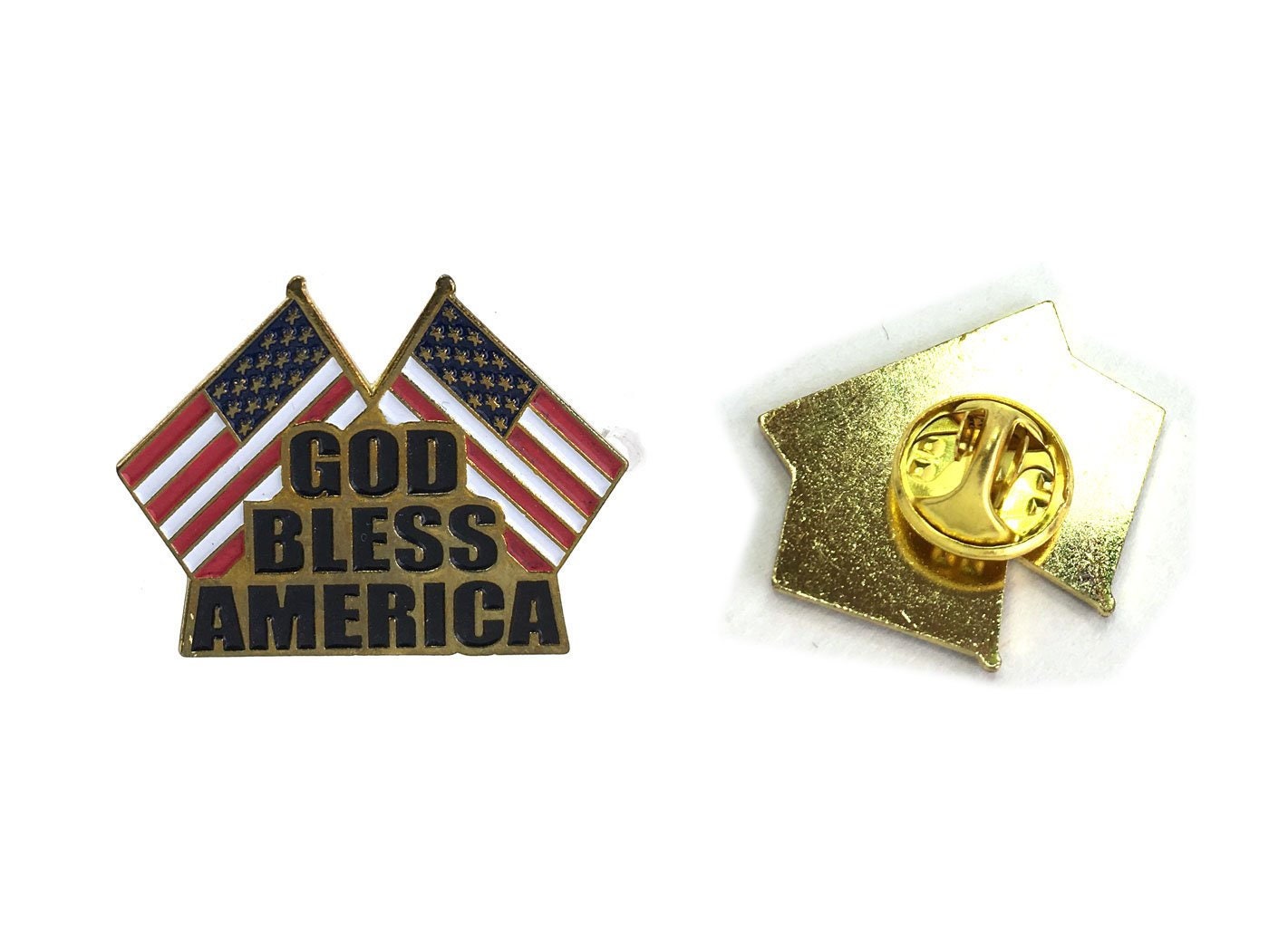 2 Flaggen-Clutch-Kragennadeln Oder -Nadeln, Mit Der Aufschrift „God Bless America" Unten. Flaggen, Patriotisch, Lets All Be Together 2 Flaggen-Clutch-Kragennadeln Oder -Nadeln, Mit Der Aufschrift „God Bless America" Unten. Flaggen, Patriotisch, Lets All Be Together von GoldenRayProductions