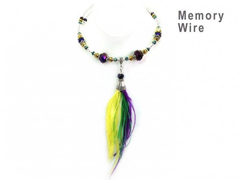 Mardi Gras Feather Memory Wire Crystal Halskette, Ideal Für Paraden, Partys, Arbeit, in Der Stadt Mardi Gras Feather Memory Wire Crystal Halskette, Ideal Für Paraden, Partys, Arbeit, in Der Stadt von GoldenRayProductions