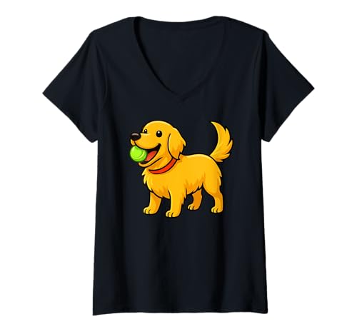 Damen Golden Retriever Apportieren Tierliebhaber Apportieren Mama Papa Kinder T-Shirt mit V-Ausschnitt Damen Golden Retriever Apportieren Tierliebhaber Apportieren Mama Papa Kinder T-Shirt mit V-Ausschnitt von GoldenRetrieverAxis1