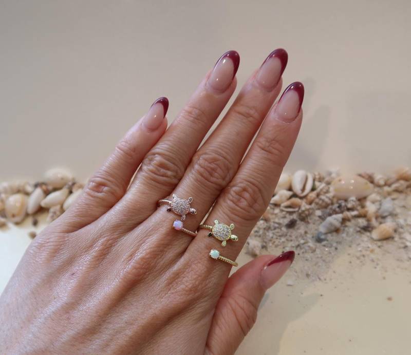 Schildkröte | Honu Opal Sterlingsilber Verstellbarer Ring Mit Zirkonias Schildkröte | Honu Opal Sterlingsilber Verstellbarer Ring Mit Zirkonias von GoldenSandJewelry