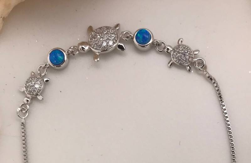 Seestern Und Schildkröte | Honu Opal-Bolo Sterlingsilber Armbänder | Verstellbar Mit Cubic Zirkonias Seestern Und Schildkröte | Honu Opal-Bolo Sterlingsilber Armbänder | Verstellbar Mit Cubic Zirkonias von GoldenSandJewelry