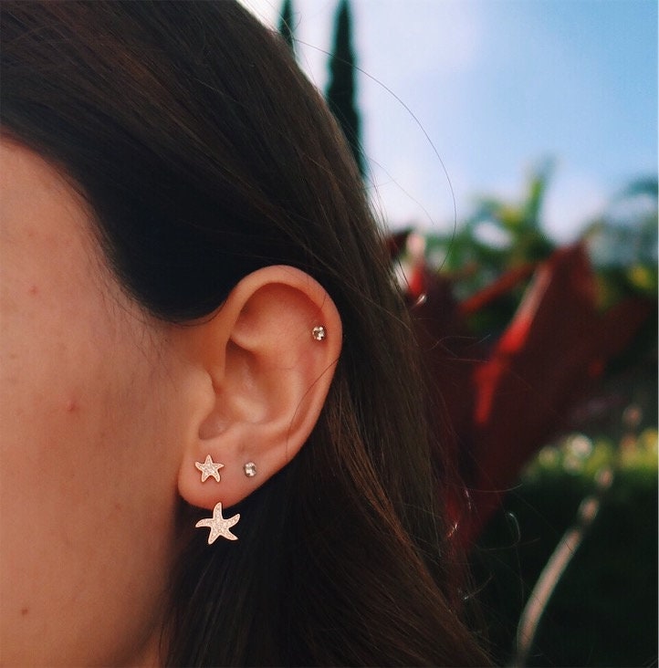 sterling Silber Ohrjacke Schwimmer Mit Zirkonias von GoldenSandJewelry
