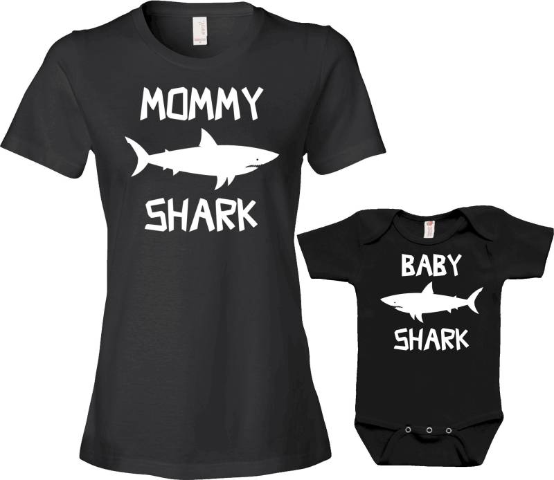 Passende Mutter Und Baby Sohn Shirts Mama Geschenk Hai Body - Jm86-87 von GoldenStarTees