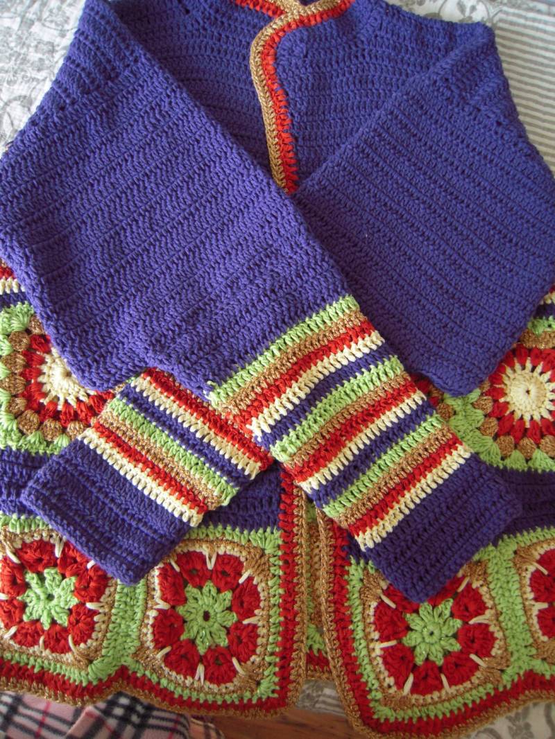 Hand Gehäkelte Oma Square Bolero Jacke Öko-Baumwoll-strickwaren von GoldenYarn