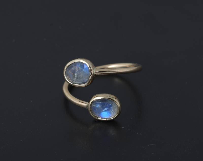 Regenbogen Mondstein Ring Gold Geburtsstein Schmuck von Goldencuriosity