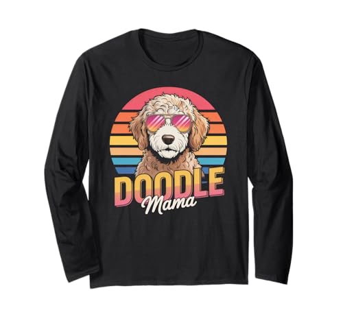 Doodle Mama Goldendoodle, Retro-Design, lockiger Hund, bei Sonnenuntergang Langarmshirt Doodle Mama Goldendoodle, Retro-Design, lockiger Hund, bei Sonnenuntergang Langarmshirt von Goldendoodle Cool Doodle Mom Novelty