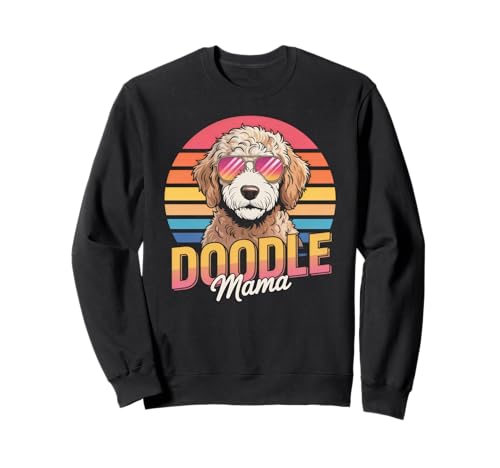Doodle Mama Goldendoodle, Retro-Design, lockiger Hund, bei Sonnenuntergang Sweatshirt von Goldendoodle Cool Doodle Mom Novelty