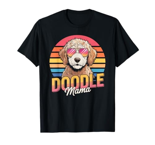Doodle Mama Goldendoodle, Retro-Design, lockiger Hund, bei Sonnenuntergang T-Shirt Doodle Mama Goldendoodle, Retro-Design, lockiger Hund, bei Sonnenuntergang T-Shirt von Goldendoodle Cool Doodle Mom Novelty