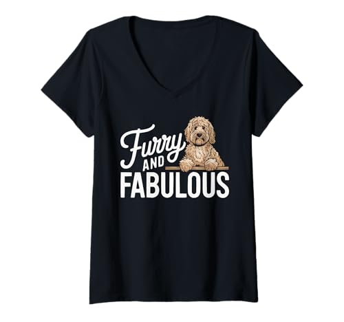 Damen Goldendoodle Golden Retriever Pudel Welpe Hundeliebhaber T-Shirt mit V-Ausschnitt Damen Goldendoodle Golden Retriever Pudel Welpe Hundeliebhaber T-Shirt mit V-Ausschnitt von Goldendoodle Dog Owner Dog Lover Puppy