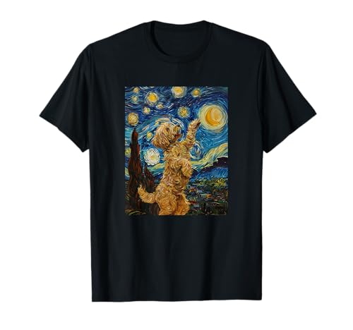Niedlicher Van Gogh Goldendoodle Hund Sternennacht lustig Damen Herren T-Shirt Niedlicher Van Gogh Goldendoodle Hund Sternennacht lustig Damen Herren T-Shirt von Goldendoodle Van Gogh Men & Women Tees