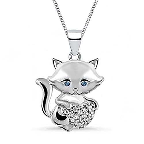 Goldene Hufeisen Anhänger Kette Katze Mädchen mit Zirkonia Steine Katzenanhänger 38cm Kinderkette 925 Silber von Goldene Hufeisen