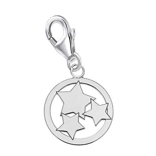 Charms Anhänger für Bettelarmband 925 Echt Silber Kinder Mädchen Damen Sterlingsilber (Sterne Rund 15mm) von Goldene Hufeisen