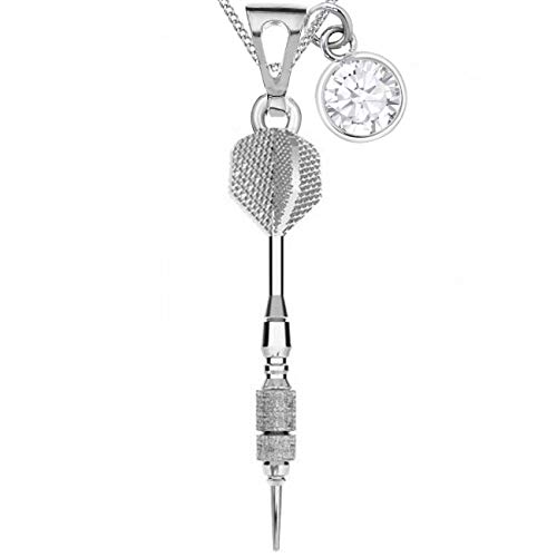 Dartpfeil Zirkonia Kristall Anhänger mit Halskette 925 Echt Sterling Silber Frauen Herren Kette Dart Pfeil (CZ Weiss, 45) von Goldene Hufeisen