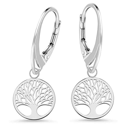 FÜR DICH Baum des Lebens Brisur Ohrringe aus 925 Sterling Silber Mädchen Frauen Lebensbaum Ohrhänger von Goldene Hufeisen