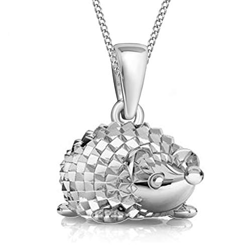 Mini Igel Anhänger mit Halskette aus 925 Echt Sterling-Silber Mädchen Kinder (A-Silber, 40) von Goldene Hufeisen