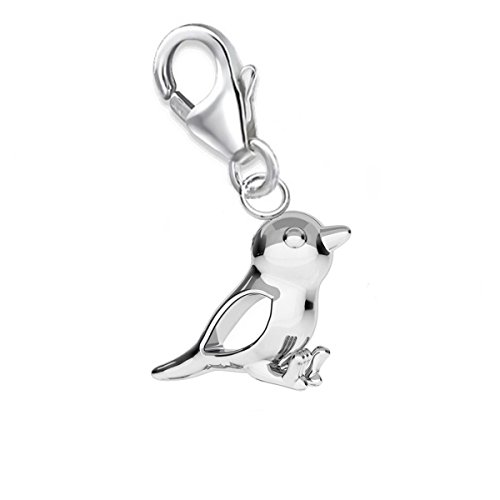 Goldene Hufeisen Mini klein Spatz Karabiner Charm Anhänger für Bettelarmband oder Charmkette Charmträger 925 Silber Vogel von Goldene Hufeisen