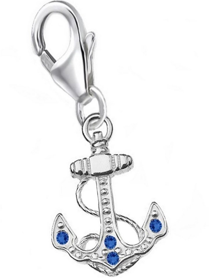 Goldene Hufeisen Charm Anker Maritimes Charm Anker aus Sterling Silber mit blauem Zirkonia von Goldene Hufeisen