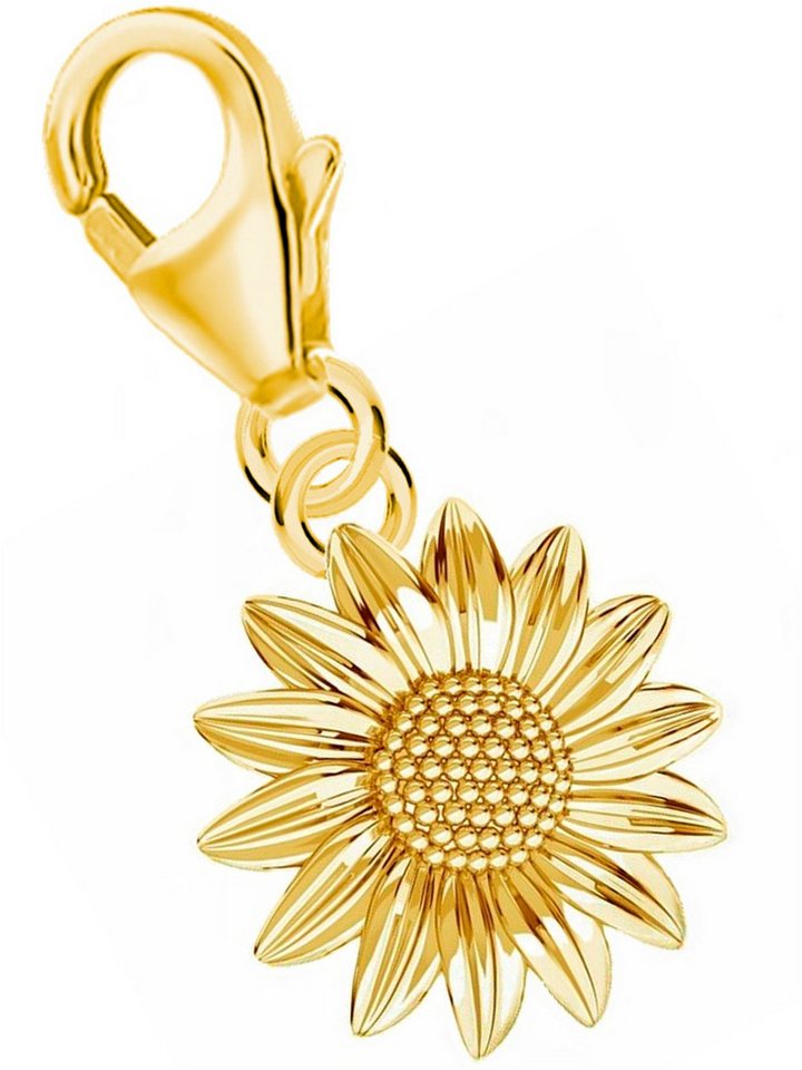 Goldene Hufeisen Charm Blume Sonnenbume Karabiner Charm 925 Sterling Silber Vergoldet von Goldene Hufeisen