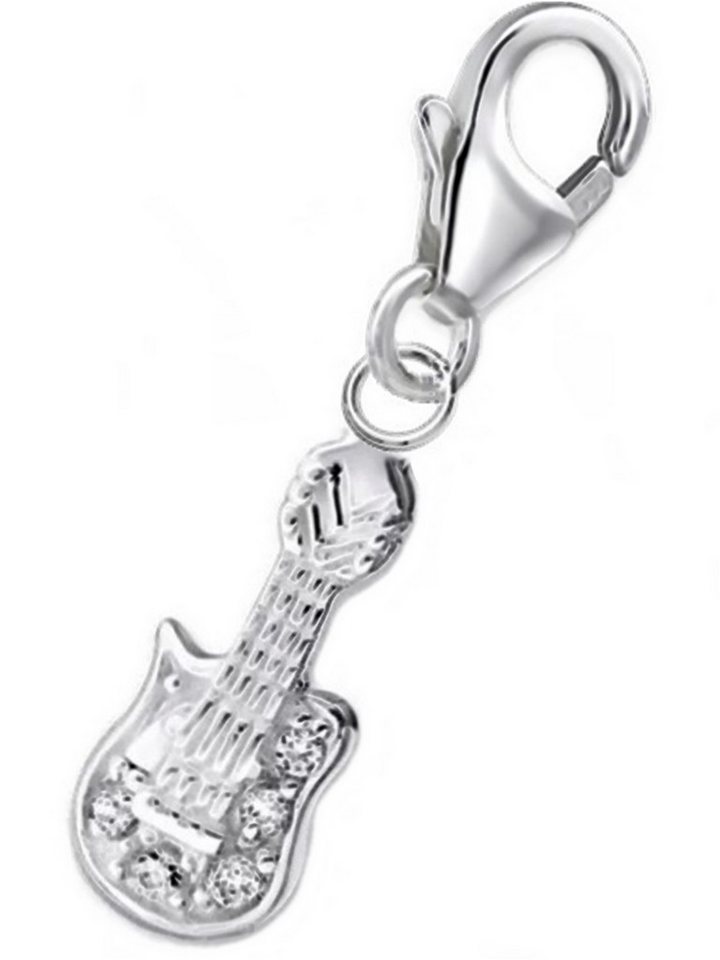 Goldene Hufeisen Charm-Einhänger Fender Gitarre Zirkonia Karabiner Charm Anhänger 925 Silber, 925 Sterling Silber mit Zirkonia für Herren und Damen von Goldene Hufeisen
