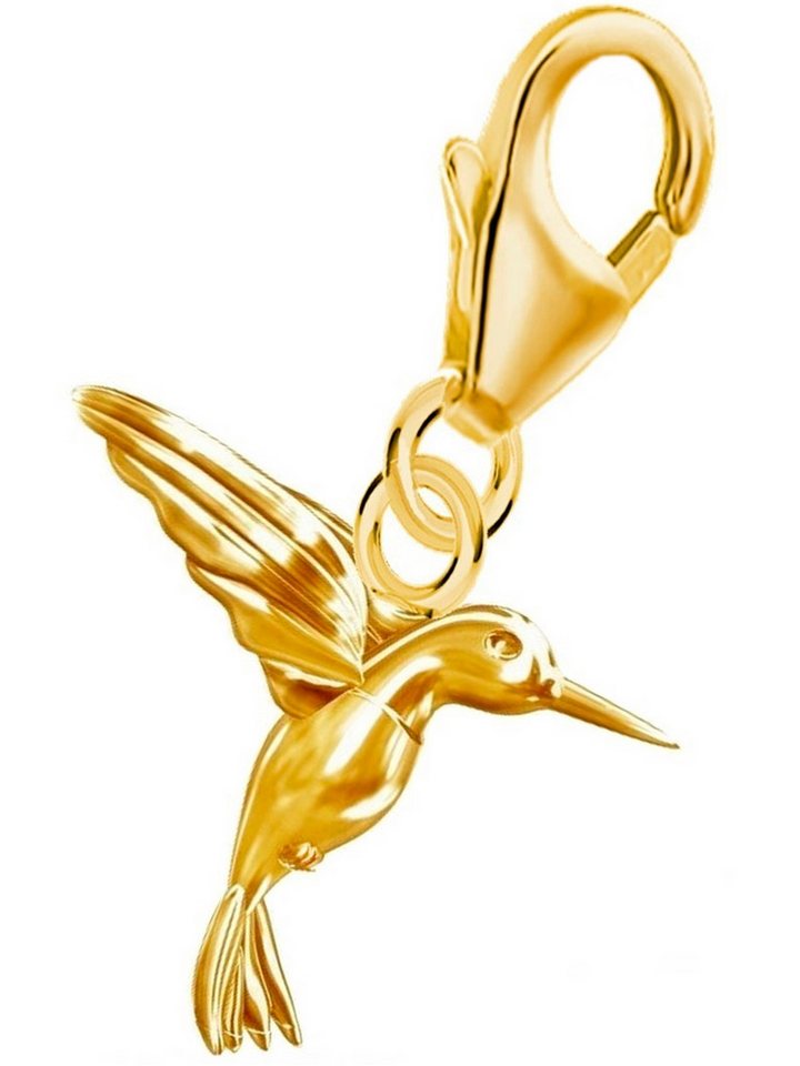 Goldene Hufeisen Charm-Einhänger Kolibri Vogel Karabiner Charm 925 Sterling Silber Vergoldet (1 Stück, inkl. Etui), beidseitig von Goldene Hufeisen