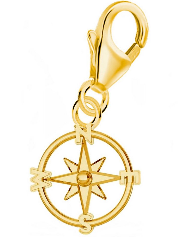 Goldene Hufeisen Charm-Einhänger Kompass Karabiner Charm 925 Sterling Silber Vergoldet Herren Damen von Goldene Hufeisen