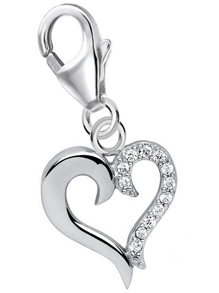 Goldene Hufeisen Charm Herz Herz Zirkonia Charm Anhänger aus 925 Sterling Silber (1 Stück, inkl. Etui), rhodiniert von Goldene Hufeisen