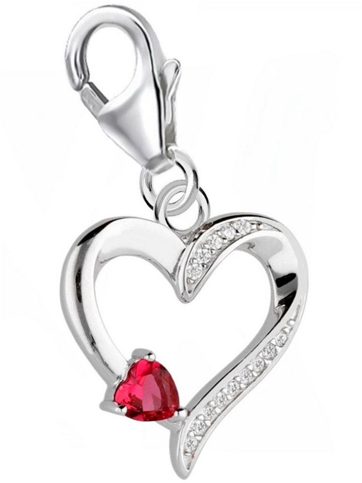 Goldene Hufeisen Charm Herz Rubin Zirkonia 925 Sterling-Silber Karabiner Anhänger für Armband, Rhodium überzogen, Rubin Farbe Goldene Hufeisen Charm Herz Rubin Zirkonia 925 Sterling-Silber Karabiner Anhänger für Armband, Rhodium überzogen, Rubin Farbe von Goldene Hufeisen