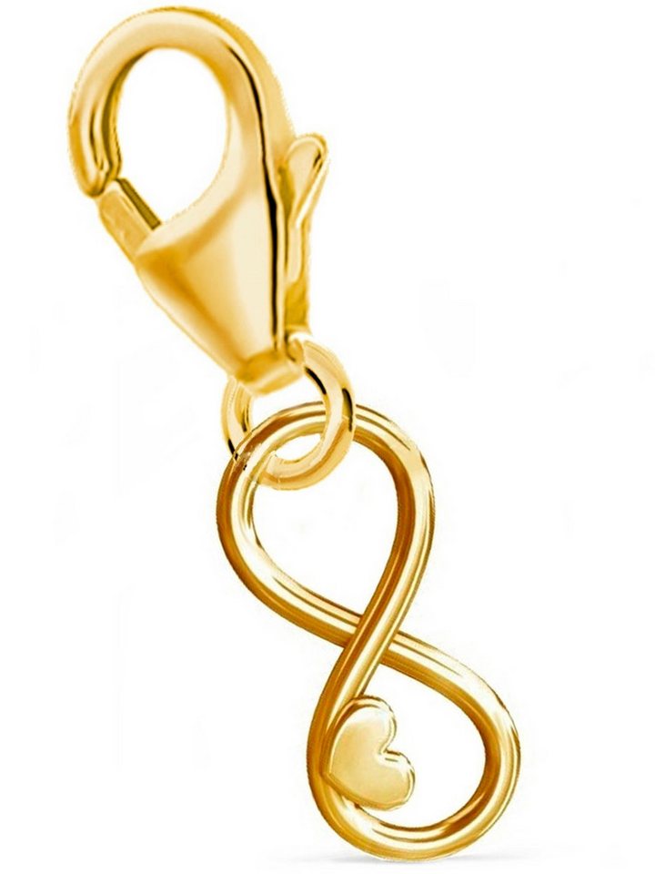 Goldene Hufeisen Charm Kristall Unendlichkeit Karabiner Charm Anhänger 925 Sterlingsilber, Vergoldet von Goldene Hufeisen