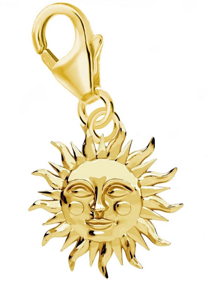 Goldene Hufeisen Charm Sonne Sonne Charm Anhänger 925 Sterling Silber Gelbgold vergoldet, 24K vergoldet von Goldene Hufeisen