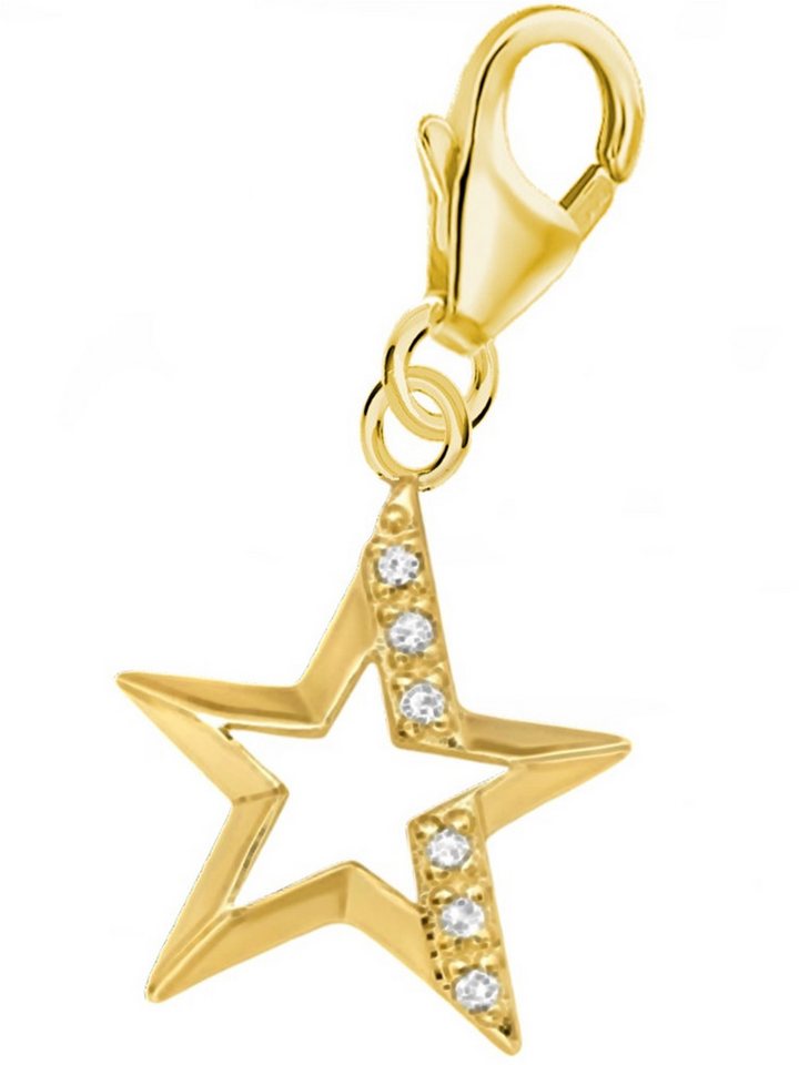 Goldene Hufeisen Charm Stern Goldene Stern Charm Anhänger 925 Silber Gold vergoldet, Charm Silberschmuck für Damen von Goldene Hufeisen