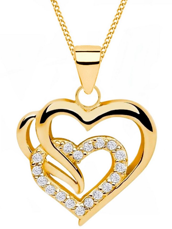 Goldene Hufeisen Goldkette Goldene Herz-Anhänger mit Kette vereint in Eleganz I Echtschmuck Damen, Hypoallergen und hautfreundlich von Goldene Hufeisen