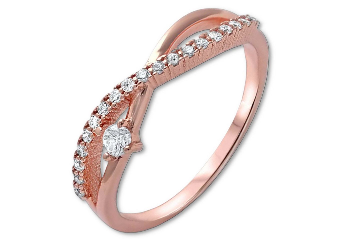 Goldene Hufeisen Goldring Damen Criss-Cross Ring 925 Sterling-Silber Rosegold vergoldet, Criss-Cross Kreuz Finger-Ring von Goldene Hufeisen