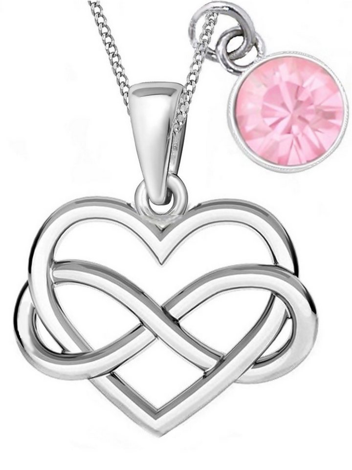 Goldene Hufeisen Herzkette Unendlichkeit Herz Anhänger mit Kette 925 Silbe Rosa Zirkonia Kette (3-tlg, inkl. Etui), Zirkonia von Goldene Hufeisen