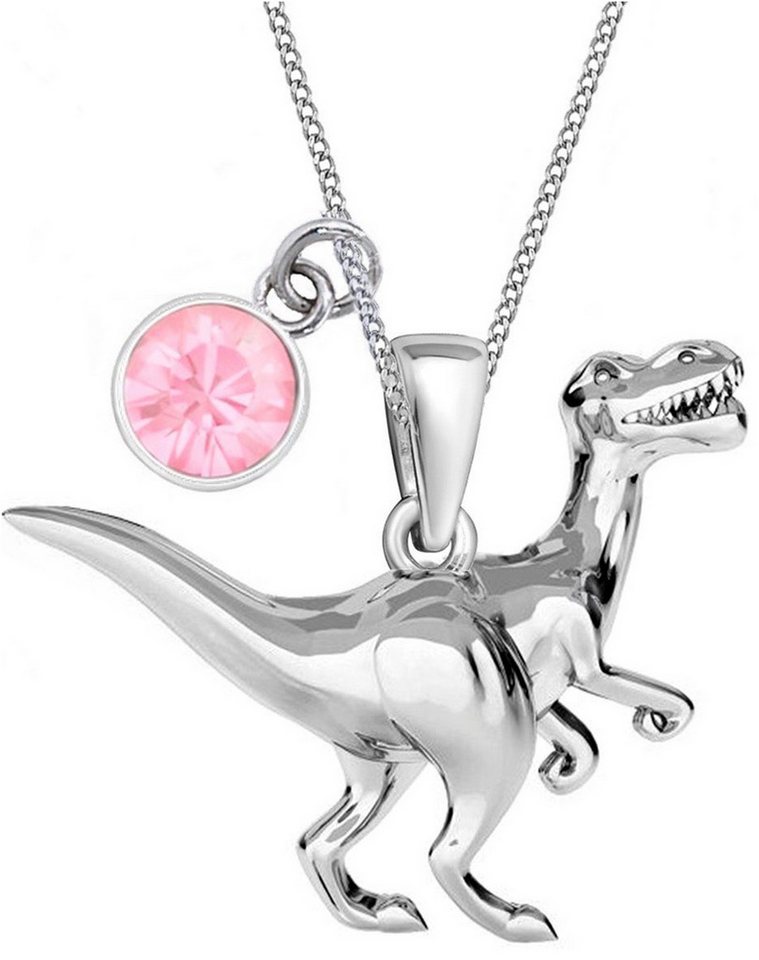 Goldene Hufeisen Kette mit Anhänger Dinosaurier Anhänger mit 40cm Kette 925 Silber mit Rosa Zirkonia (3-tlg, inkl. Etui), mit Kristall Zirkonia von Goldene Hufeisen