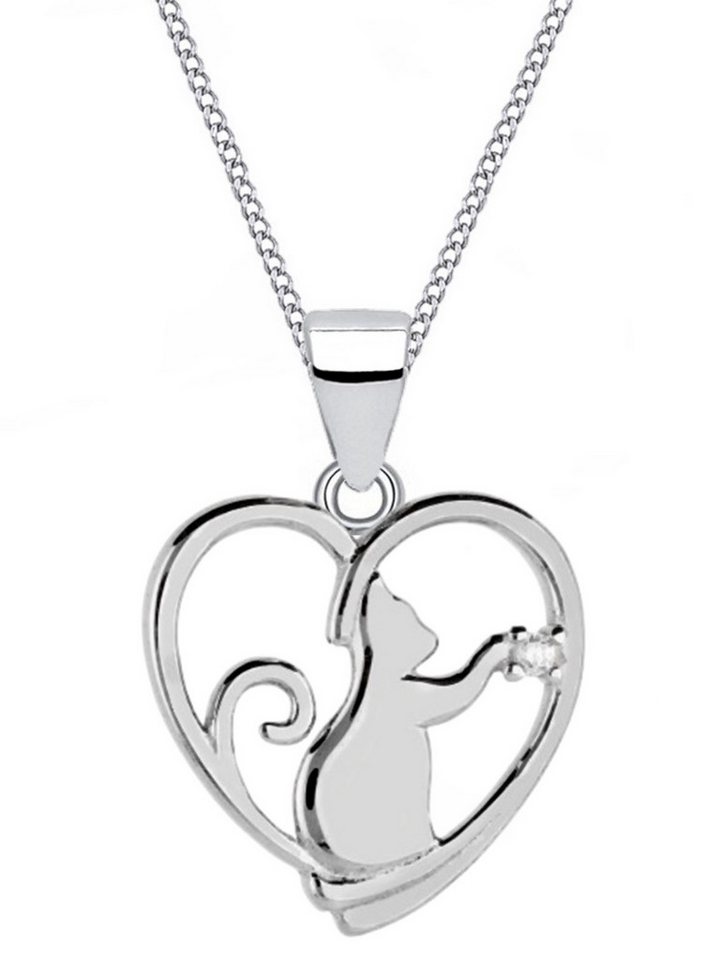 Goldene Hufeisen Kette mit Anhänger Halskette Kinder Silber Katze Anhänger Kette 925 Sterling Echtschmuck, 925 Sterling Silber mit Zirkonia, Silberschmuck für Kinder von Goldene Hufeisen