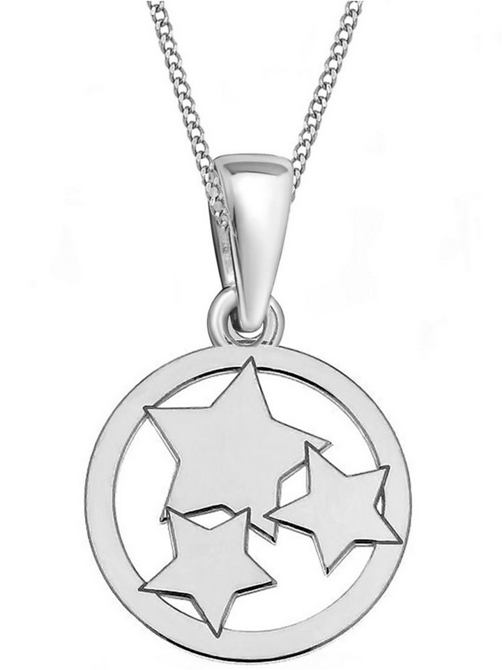 Goldene Hufeisen Kette mit Anhänger Mädchen Kinder Sterne Anhänger mit 38cm Kette aus 925 Sterling Silber (Anhänger mit Kette, inkl. Etui), Halskette Set, Schmuckset von Goldene Hufeisen