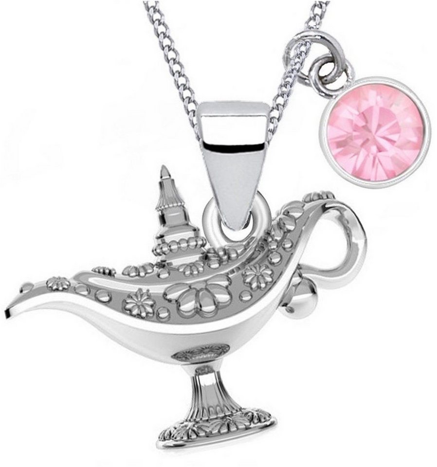 Goldene Hufeisen Kette mit Anhänger Wunderlampe Anhänger mit 38cm Kette 925 Silber mit Zirkonia Rosa (3-tlg, inkl. Etui), Schmuck für Mädchen von Goldene Hufeisen