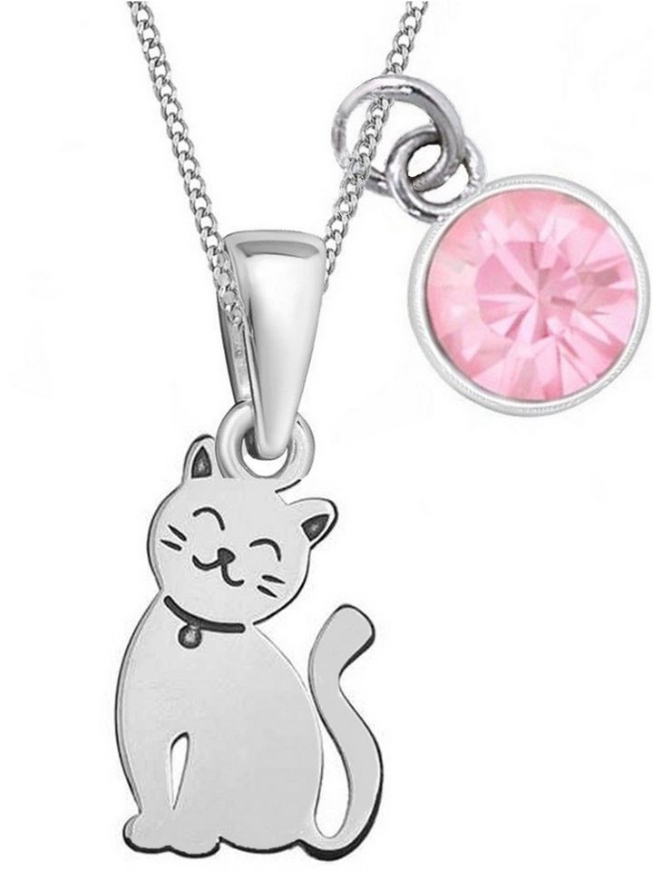 Goldene Hufeisen Kette mit Anhänger mini Katze Anhänger mit 38cm Kette 925 Silber Mädchen Kinder (3-tlg, inkl. Etui), Schmuck für Mädchen von Goldene Hufeisen